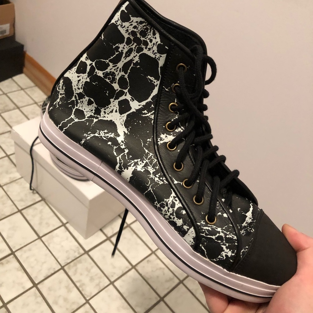 Brand new SHAKUHACHI leather marble high tops